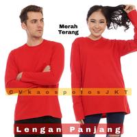 Gambar KAOS POLOS LENGAN PANJANG DEWASA MERAH TERANG - S dari CVkaospolosJKT undefined 1 Tokopedia
