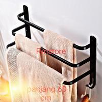 Gambar Rak Handuk Kamar Mandi Tempel Gantungan Handuk Minimalis - Hitam, 25cm x 60cm dari Dekor Production undefined 1 Tokopedia