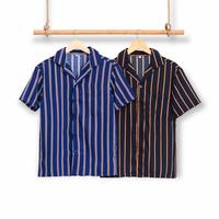 Gambar KEMEJA STRIPE PRIA LENGAN PENDEK - Hitam, M dari Flanelan Store undefined 1 Tokopedia
