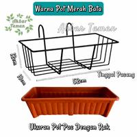 Gambar Rak Gantung Besi Untuk Pagar/Balkon + Free Pot Panjang Ukuran 50 - Pot P 50 Hitam dari Akbar Taman undefined 3 Tokopedia