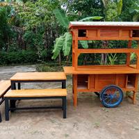 Gambar gerobak kayu dan satu set meja kursi free ongkir dari ukan mebel undefined 1 Tokopedia