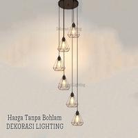 Gambar Lampu gantung void tangg 6in1 minimalis 6 lampu model diamond Lighting - Body gold dari DEKORASI LIGHTING undefined 1 Tokopedia