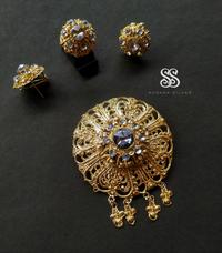 Gambar Bros Kebaya Alpaka Set Sirkon Bulat Gold Plated Bali dari Sudana Silver undefined 2 Tokopedia