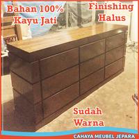 Gambar Bufet Ruang Tamu Mimalis Kayu Jati Bufet Tv Minimalis Furniture Jepara - BELUM WARNA dari Cahaya Meubel Jepara undefined 2 Tokopedia