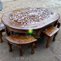 Gambar Meja Oshin Meja Tamu Meja Kopi Kayu Jati Model Oval Elegan Jepara Apik dari Fataha Furniture undefined 1 Tokopedia