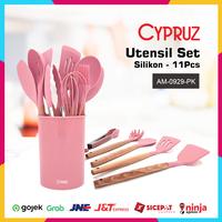Gambar Cypruz Utensil Set AK-0929-PK Spatula Set Silikon Gagang Kayu PINK dari Home Electro undefined 1 Tokopedia