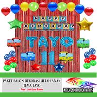 Gambar Paket Balon Ulang Tahun Anak Tayo | Dekorasi ulang tahun Tayo - Tirai Silver dari Pelangi Party Karawang undefined 5 Tokopedia