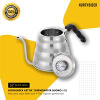 Gambar Gooseneck kettle thermometer buono 700ml & 1.2l Teko kopi leher angsa - 1.2L dari Northsider Coffee undefined 2 Tokopedia