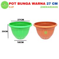 Gambar Pot Bunga Plastik Warna 27 cm - Orange dari Aneka Ria Online Shop undefined 2 Tokopedia