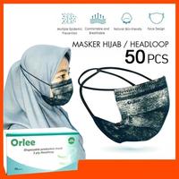 Gambar MASKER HIJAB PINK 3 Ply 3ply Headloop Orlee Original kemenkes isi 50 - Putih dari emina cosmetics undefined 4 Tokopedia
