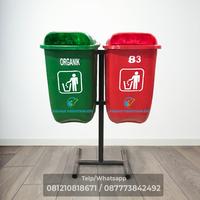 Gambar Tempat Sampah Fiber 2 in 1 oval, 2 pilah organik dan non organik dari Toko Tempat Sampah undefined 1 Tokopedia