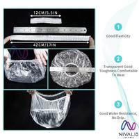 Gambar PENUTUP RAMBUT KEPALA PLASTIK MANDI PELINDUNG CAT RAMBUT/SHOWER CAP - 100PCS dari Nivalis Jakarta undefined 5 Tokopedia