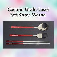 Gambar Sendok Garpu Sumpit Korea Warna Grafir Nama Custom - Pink, SENDOK dari CnR Shop undefined 1 Tokopedia