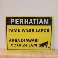 Gambar sign stiker PERHATIAN TAMU WAJIB LAPOR AREA DIAWASI CCTV 24 JAM dari Sentral Safety Makmur undefined 1 Tokopedia