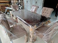 Gambar Meja dan Kursi makan Kayu Asli 6 Seater Baldu Jumbo - Fullsetkaca8mm dari Cipta Perabot undefined 1 Tokopedia
