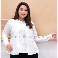 Gambar PREMIUM Blus putih wanita cardigan kancing gold inner brukat perancis dari Orlenachang undefined 1 Tokopedia
