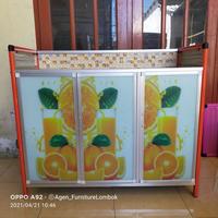 Gambar rak piring aluminium kaca 3 pintu dari Toko Grosir Mebel Lombok undefined 1 Tokopedia