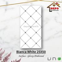 Gambar UNO Bianca White 25x50 Kw1 Keramik Dinding Kilap Motif Decorative dari depokeramik.id undefined 1 Tokopedia
