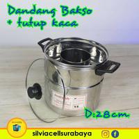Gambar Dandang Bakso 28cm Panci Dandang Stainless Steel Plus Tutup Kaca - D20 dari silvia cell surabaya undefined 1 Tokopedia