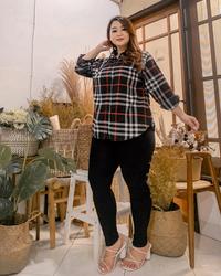 Gambar KEMEJA KERJA JUMBO BLUEBERRY KATUN POLY XXXL MOTIF KOTAK BIG SIZE - Merah dari Belle Butik undefined 3 Tokopedia