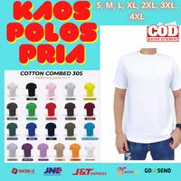 Gambar Kaos Polos Pria Bahan Cotton Combed 30S Lengan Pendek Kaos Polos Putih - S, Putih dari KaosPolosCapcus Store undefined 1 Tokopedia