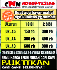 Gambar Cetak Brosur A4/ 2 Sisi 1000 lbr eceran - Tanpa lipat, Express (PATAS) dari PERCETAKAN CNM undefined 1 Tokopedia