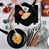 Gambar 9 in 1 Wooden Silicon Kitchen Set Set Alat Masak Dapur Spatula 9 pcs - Hitam dari Okunoshima Store undefined 1 Tokopedia