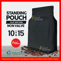 Gambar STANDING POUCH VARIAN KEMASAN FLAT BOTTOM BLACK NON VALVE MURAH SATUAN - 12CM X 18CM dari kilat packing undefined 4 Tokopedia
