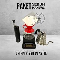 Gambar Paket Seduh Kopi Manual Brew dengan Teko 700ml Thermometer - V60 Keramik dari Alat Kopi Bandung undefined 2 Tokopedia