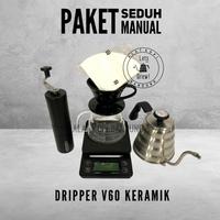 Gambar Paket Seduh Kopi Manual Brew dengan Teko 700ml Thermometer - V60 Keramik dari Alat Kopi Bandung undefined 1 Tokopedia