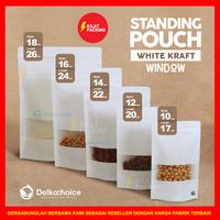 Gambar STANDING POUCH KRAFT WINDOW PUTIH KEMASAN SNACK MURAH SATUAN 18x26 dari kilat packing undefined 3 Tokopedia