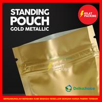 Gambar STANDING POUCH KEMASAN SNACK PREMIUM TERMURAH - GOLD METALLIC 12x20 dari kilat packing undefined 4 Tokopedia