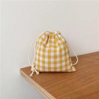 Gambar Pouch serut / drawstring pouch motif kotak ala korea /pouch aesthetic - pink, 8x10cm dari G.BAJUMURAH undefined 4 Tokopedia