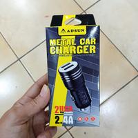 Gambar Car charger cassan mobil metal 2usb 2.4A adsun + kabel usb dari GSB part acc undefined 2 Tokopedia
