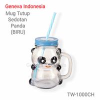 Gambar Mug Tutup Sedotan - Gelas Tutup Sedotan Kaca Motif Panda Homeline - Ungu dari Geneva Indonesia undefined 3 Tokopedia
