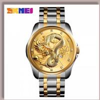 Gambar jam tangan analog pria skmei 9193 rantai bentuk naga original skmei - silver gold dari Jamjamskmei undefined 3 Tokopedia