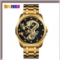 Gambar jam tangan analog pria skmei 9193 rantai bentuk naga original skmei - silver gold dari Jamjamskmei undefined 4 Tokopedia
