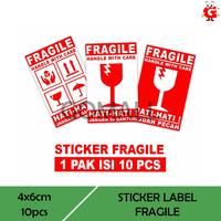 Gambar Sticker label FRAGILE Glossy 4cm x6cm 1 Pak isi 10 pcs dari gomall.id undefined 1 Tokopedia