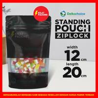 Gambar STANDING POUCH MATTE WINDOW BLACK / PLASTIK KEMASAN SNACK MURAH SATUAN - 14CM X 22CM dari kilat packing undefined 4 Tokopedia