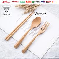 Gambar Paket alat makan set sendok garpu sumpit kayu / wooden cutlery set dari Vesperindo_NEW undefined 1 Tokopedia