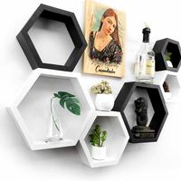 Gambar Hiasan Ruang Tamu kamar rak dinding Hexagonal segi enam 1 set (3pcs) - kayu coklat tua dari BMR SIGN undefined 2 Tokopedia