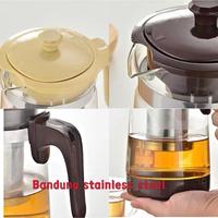 Gambar Teko teh kopi dengan saringan 900ml kaca tea pot glass elegan unik - CREAM dari Bandung Grup Stainless undefined 2 Tokopedia