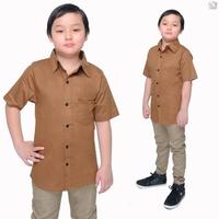 Gambar BAJU KEMEJA ANAK PRIA POLOS LENGAN PENDEK SIZE 8 - 13 TAHUN - Hitam, S dari Bajuanakindo undefined 3 Tokopedia
