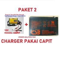 Gambar Paket Charger + Baterai CSB 12v 9AH Pliko Mobil motor mainan Anak - PAKET 2 CAPIT dari Power solution pws undefined 4 Tokopedia