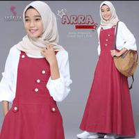 Gambar gamis overall anak perempuan tanggung/baju muslim modern/overall arra - nevy, L dari CahyadiOlshop undefined 2 Tokopedia