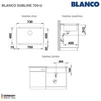 Gambar Kitchen Sink Bak Cuci Piring Granit 1 Lubang BLANCO Silgranit SUBLINE 700-U - Pemasangan Undermount - Putih dari BLANCO Indonesia undefined 3 Tokopedia