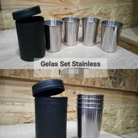 Gambar gelas sloki camping stainless set isi 4 plus pouch dari Store Adventure Malang undefined 4 Tokopedia