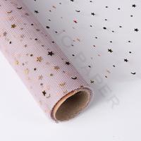 Gambar Flower Wrapping Paper Motif Bulan Bintang Mesh Roll Kertas Buket Bunga - Purple dari Jo Paper Wrap undefined 3 Tokopedia
