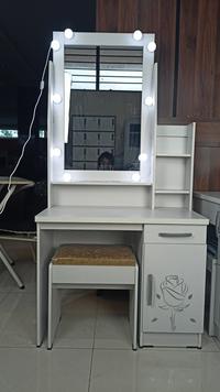 Gambar Meja Rias Sliding Putih - Meja Make Up Minimalis Lampu Murah - GAMBAR UTAMA, TIDAK DIRAKIT dari AlfaproID undefined 4 Tokopedia