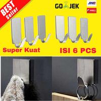 Gambar [6 PCS] GANTUNGAN Hook Baju Handuk Tempel Dinding Pintu 1 Set 6 PCS - Silver dari Best Market id undefined 3 Tokopedia